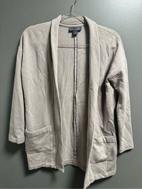 Free Fly Apparel Heather Minx Light Taupe Bamboo Thermal Fleece Cardigan Small